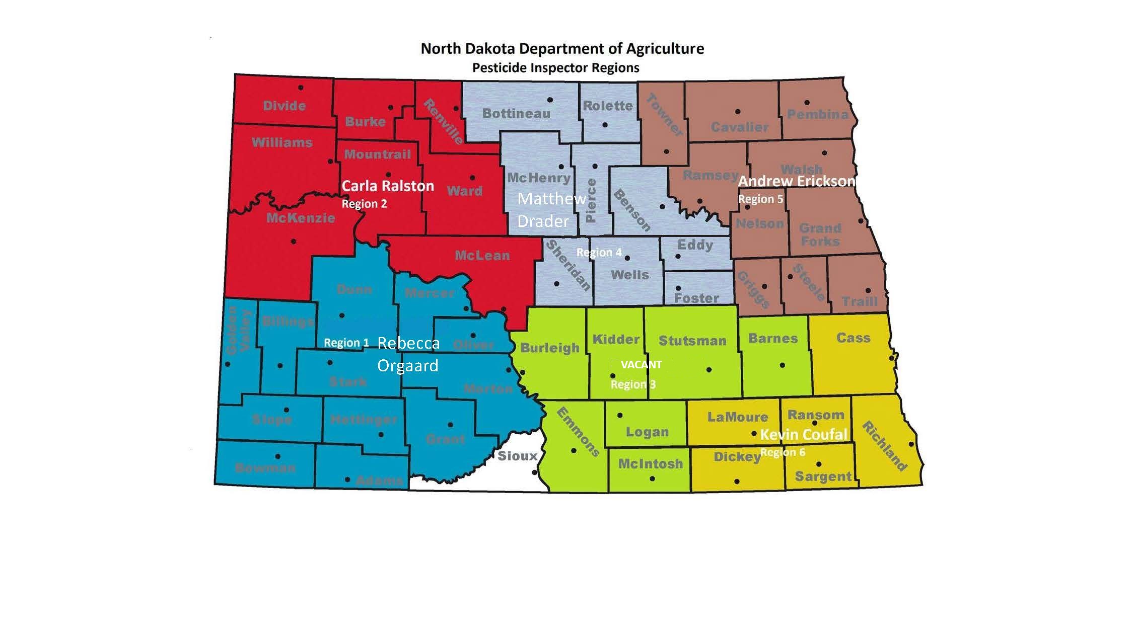 Map of pesticide inspector regions