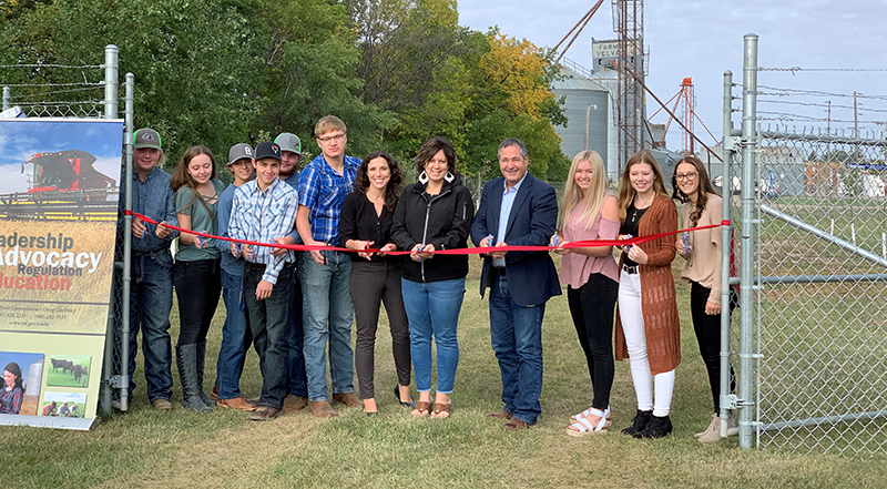 Ribbon cutting ceremony with Agriculture Commissioner Doug Goehring and representatives from the Velva FFA