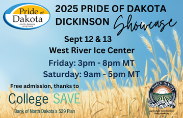 Pride of Dakota Dickinson Showcase graphic and details - Sept. 12-13, 2025 at the West River Ice Center