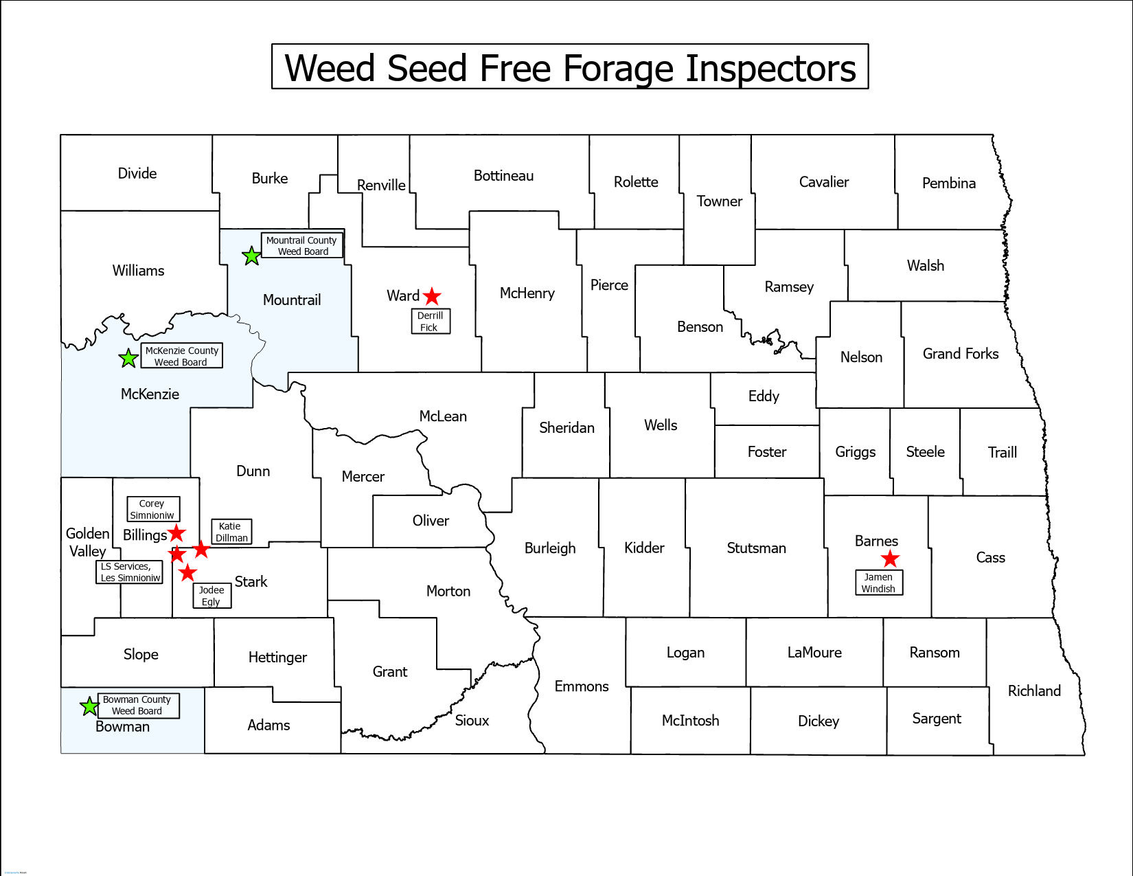 Weed Seed Free Forage Inspector Map