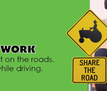Caution farmers at work please share the road photo of tractor on road pulling equipment